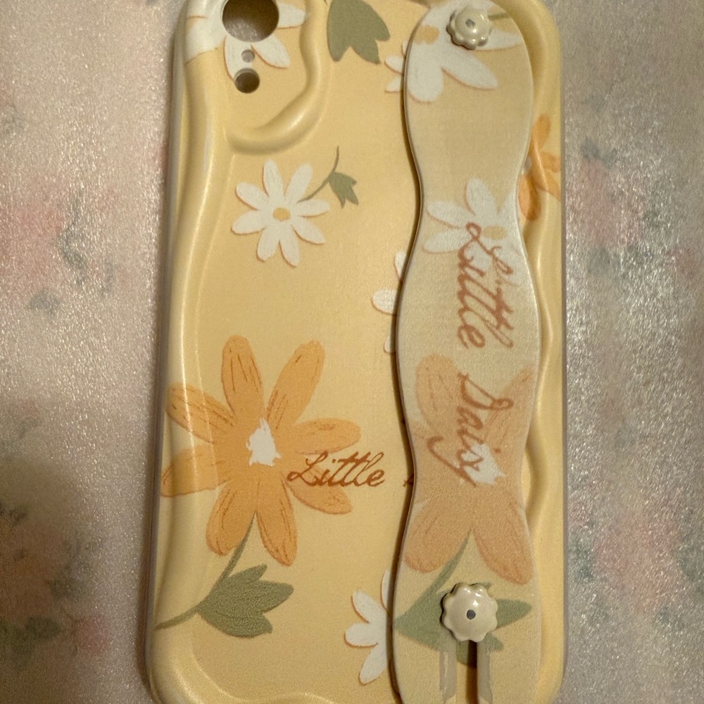 Floral Yellow Phone Case with Strap